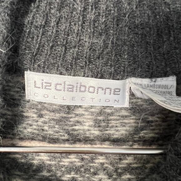 Liz Claiborne Fair Isle Mock Turtleneck Sweater Angora Lambswool Size M - Picture 2 of 7